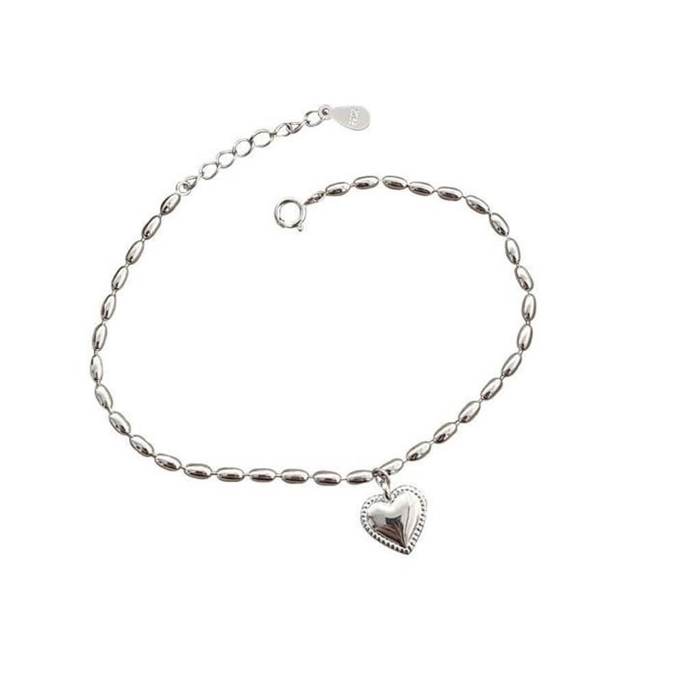 White Leaf Jewellery Solid Heart Pendant Bracelet